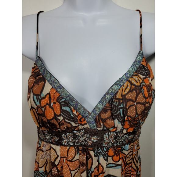 Nicolle Miller Studio Spaghetti Straps Beading LCocktail Dress Floral - Picture 3 of 11